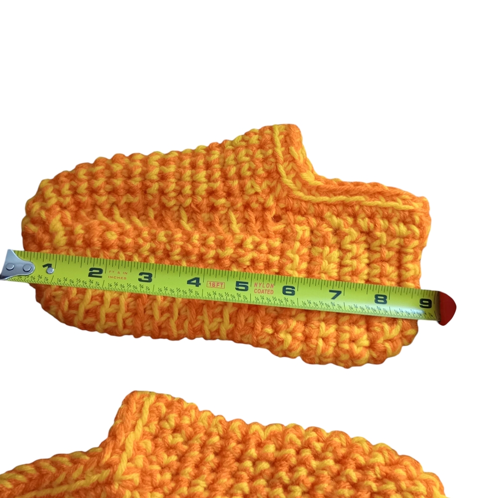 Handmade Orange Knitted Socks - Picture 2 of 3